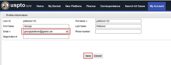 Account Validation for Patent Review Processing System (PRPS) Users