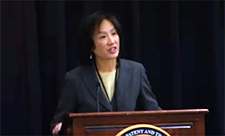 Michelle Lee at podium