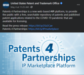 Patents for Partnerships Facebook post graphic