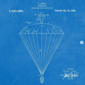 Floyd Smith's patent number 1,340,423 for parachute, patent art