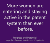 Instagram block quote about women inventors and the Progress and Potential report