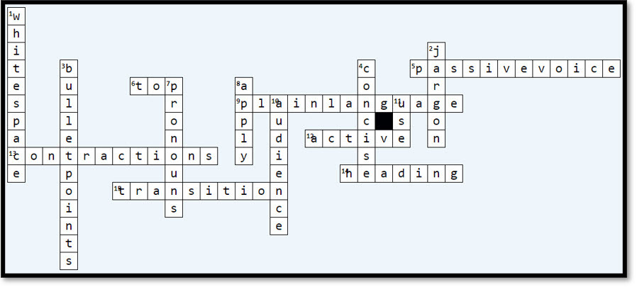Crossword puzzle answer key