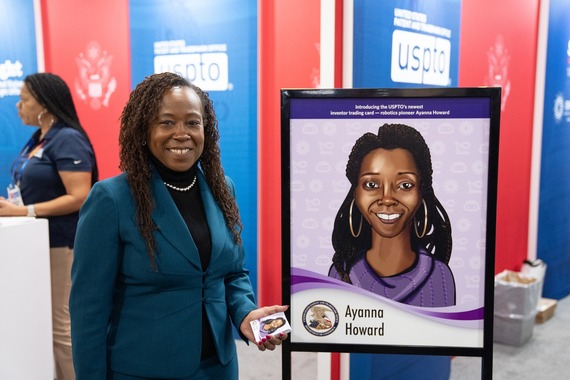 Ayanna Howard with her USPTO inventor card