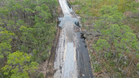 Money Bayou- Aerial view of low water crossing after construction 