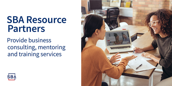 SBA resource partners provide business consulting, mentoring and training services 