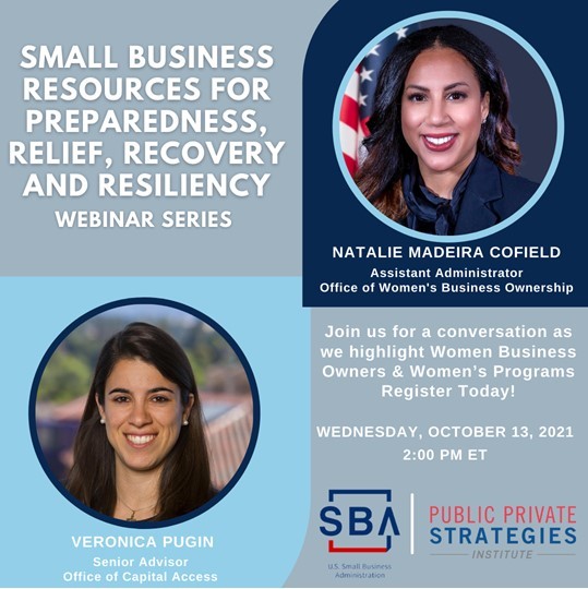 Info graphic re: webinar for women entrepreneurs on October 13, 2021