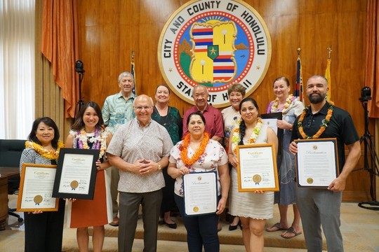 Winners at the City Council Chamber