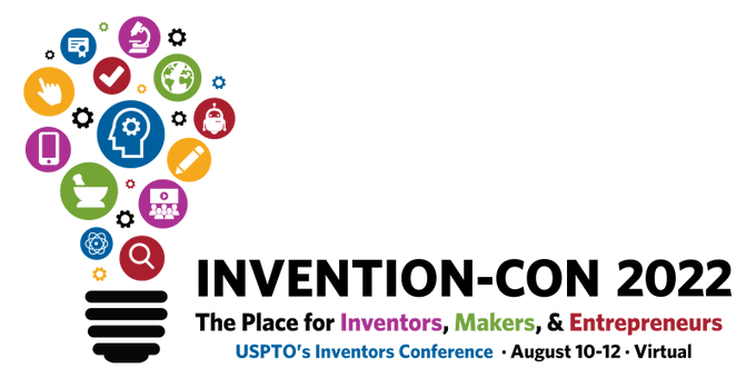 Illustration of a light blub with circles of various objects and the following text, Invention-Con 2022 on August 10-12.
