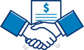 handshake with document in back that has a dollar sign