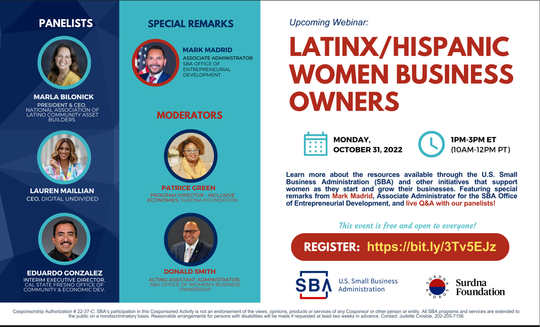 Latinx/Hispanic Women Business Owners Webinar
