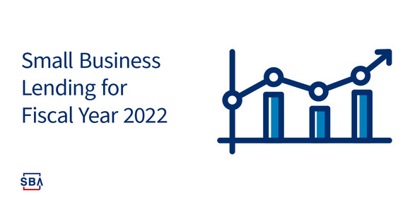 Illustration of a graph with the following text: Small Business Lending for Fiscal Year 2022. The SBA logo is at the bottom.