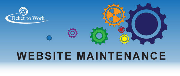 Web Site Maintenance header image showing gears on blue background