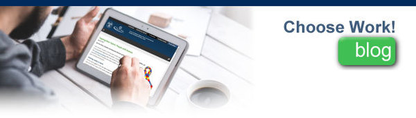 Choose Work Blog Header - image of man on iPad with green blog button