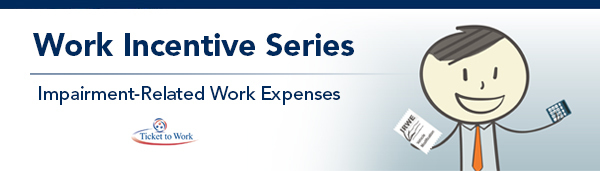 Impairment-Related Work Expenses header featuring Ben showing a receipt for an IRWE