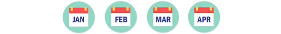 January, February, March and April Calendar Icons