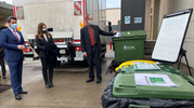 Ambassador Kate M. Byrnes, Facilities Manager and GDI Award winner Reid Deaver, North Macedonia's Minister of the Environment, Mr. Naser Nured.