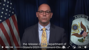 Video still of Acting Assistant Secretary Peter Haas speaking at a press conference.