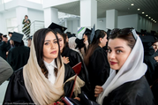 Women graduates celebrate during a ceremony at the American University of Afghanistan in May 2019.