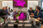  Deputy Secretary Sherman sits at a table with others during her visit to T-Mobile.