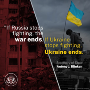 Graphic with text: "If Russia stops fighting, the war ends. If Ukraine stops fighting, Ukraine ends."