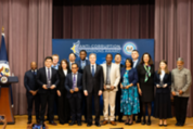 Secretary Blinken takes a photo with honorees at the Anti-Corruption Champions Award Ceremony at the Department of State.