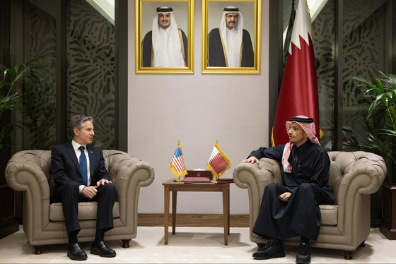 Secretary Blinken meets with Qatari Prime Minister and Foreign Minister Mohammed bin Abdulrahman Al Thani in Doha, Qatar.