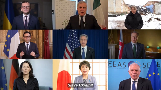 G7 Foreign Ministers and Ukrainian FM Kuleba marking unity with Ukraine two years after Russia’s renewed invasion.