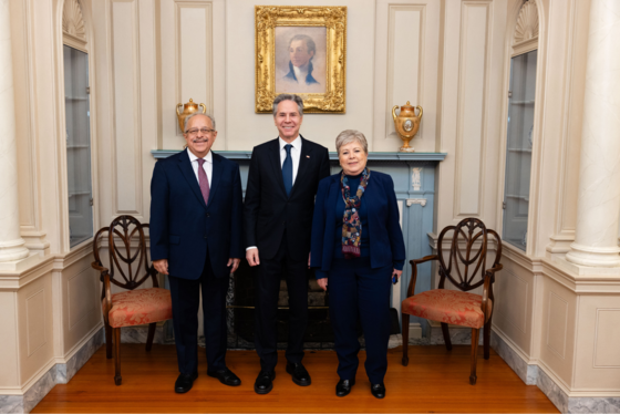 Secretary Antony J. Blinken participates in a trilateral meeting at the Department of State with his counterparts from Mexico and Guatemala.