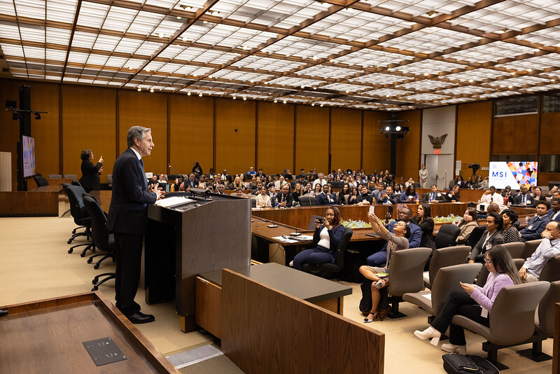  Secretary Blinken speaks at the second annual Minority Serving Institutions Conference at the Department of State