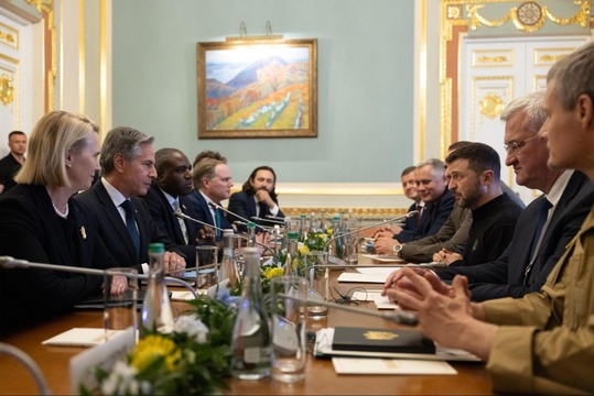 Secretary of State Antony Blinken and UK Foreign Secretary David Lammy meet with Ukrainian President Volodymyr Zelenskyy in Kyiv.