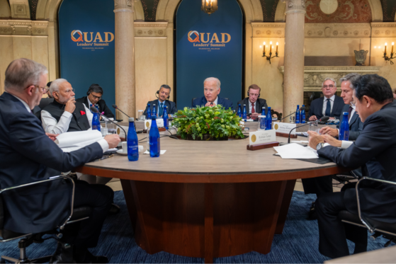 President Biden and Secretary Blinken meet with leaders of the Quad during a leadership summit.
