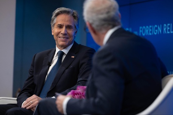 Secretary Blinken participates in a conversation with Mike Froman at the Council on Foreign Relations in New York City