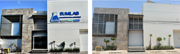 L: Sumilab in Culiacan, Sinaloa, pre-May 2023 sanctions              R: Sumilab storefront in Culiacan in June 2023