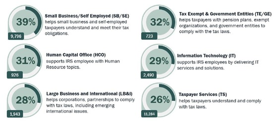 IRS workforce cuts by business unit