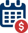 icon of calendar with dollar sign in front