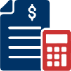 icon of form with dollar sign and calculator