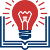 icon of open book with bright light bulb on top
