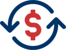 icon of dollar sign with two curved arrows making circle