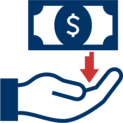icon of dollar bill above arrow pointing down into open hand