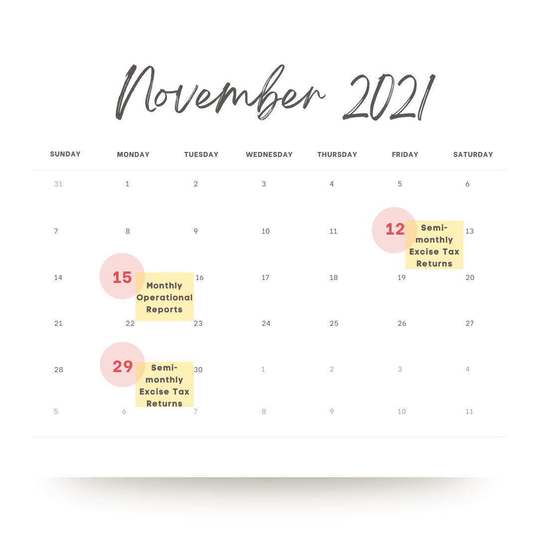 November 2021 deadlines