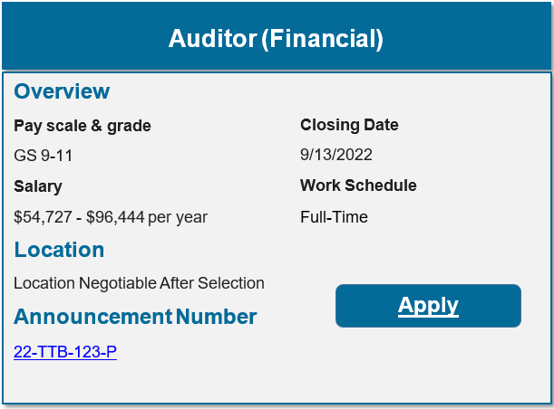TTB Auditor Job 090222