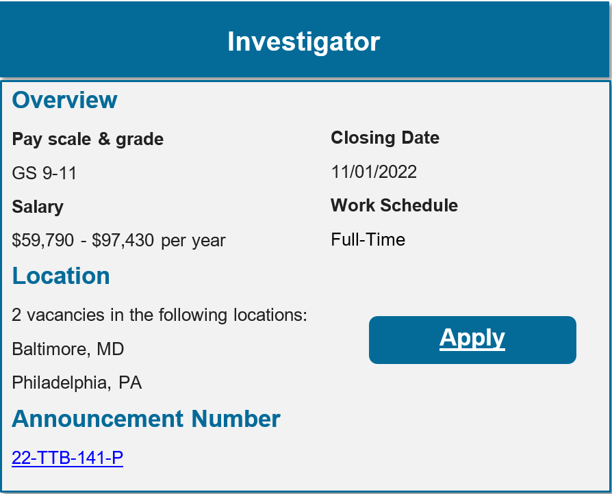 Investigator Job 102122