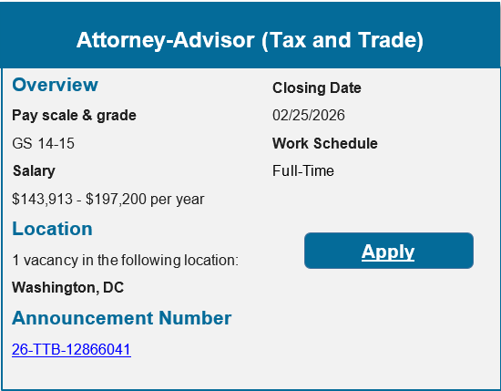 Attorney Advisor Tax and Trade