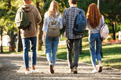 college students walking