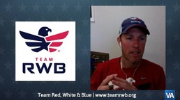 split screen with logo of team rwb and man talking