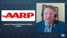 man on camera with aarp logo 