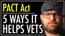 man in hat with words Pact Act 5 ways it helps veterans