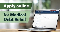 laptop and illustration for va medical debt relief
