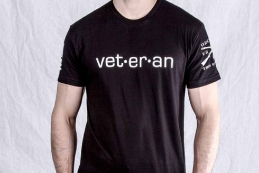 person wearing veteran t-shirt