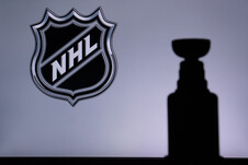 nhl logo and silhouette of the stanley cup